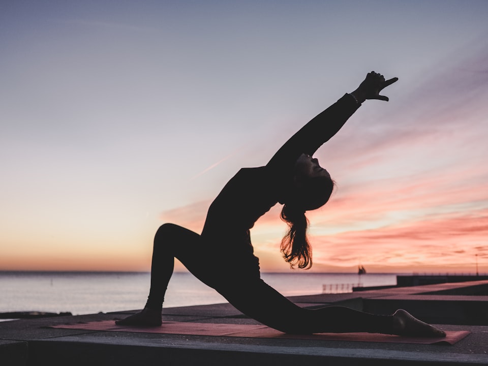 Yoga practice at sunrise